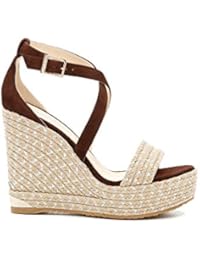 JIMMY CHOO MUJER PORTIA120DWOMAHOGANY MARRÓN GAMUZA SANDALIAS