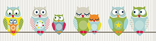 anna wand Lampenschirm SUMMER OWLS BOYS – Schirm für Kinder / Baby Lampe mit Eulen in versch. Farben – Sanftes Licht für Tisch-, Steh- & Hängelampe im Kinderzimmer Mädchen & Junge - 2