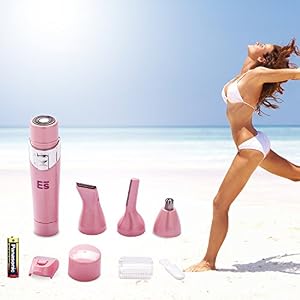 Bikini Trimmer, 4 in 1 Women Shaver Eyebrow Trimmer Nose Trimmer Battery Operated Bikini Grooming Kit Mini Portable… - Image 7