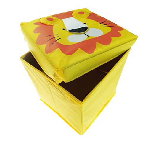Kids bedroom Ottoman Yellow Lion hidden Toy Storage Box