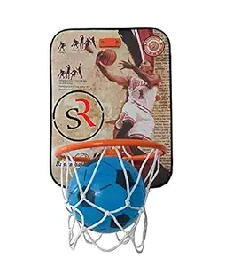 truvendor enterprises basket ball kit for kids playing indoor outdoor basket ball hanging wood board with ball sports- Multi color,Pack of 1 set