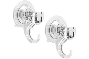 Quntis Ganchos Ventosa Fuerte [2 Piezas] Perchas Grandes Individuales, Transparente Plástico, Ganchos Adhesivos Resistente al Agua, Ideal para Baño Cocina Ducha Ventana, etc.