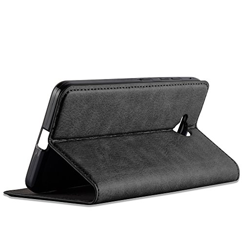 Nokia Lumia 650 Funda Estilo Libro de Cuero Sint  tico en NEGRO ANTRACITA de Cadorabo  Dise  o IM  N INVISIBLE      Cubierta Protectora con Cierre Magn  tico  Tarjetero y Funci  n de Suporte     Protecci  n Carcasa Caja Etui Case Cover