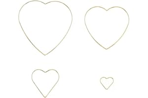 YIYAO Anneau en métal doré 4 pcs Anneau en métal doré macramé Anneaux Floraux Guirlande pour décoration de Mariage Couronne, Attrape-rêves et Bricolage Artisanat (Forme de Coeur)