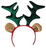 erdbeerloft - Damen Weihnachts Kopfbedeckung Funartikel - Rentier Geweih Haarreif, onesize, Grün