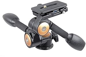 Khalia-Foto - Cabezal para trípode (3 direcciones, con pletina de Cambio rápido, soporta hasta 6 kg)