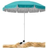 Deniz Plaj ve Balkon Şemsiyesi - Fiberglass Paslanmaz İskelet, Al&uuml;minyum G&ouml;vde, Canlı Renkler İ&ccedil; Dokumalı Kumaş Polyester ve 