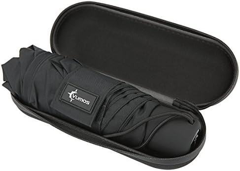 Small Mini Umbrella with Teflon® fabric and Case. Light and Compact for Travel (Black)