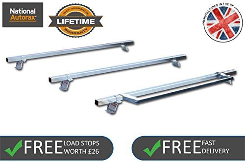 Renault Trafic Vauxhall Vivaro Nissan Primastar 2001 to 2014 Low Roof models - 3 Heavy Duty Steel Roof Bars &amp; Rear Roller Van Racks