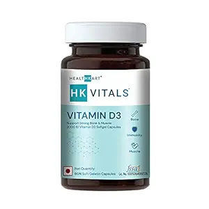 HealthKart HK Vitals Vitamin D3 (2000 IU), For Immunity, Muscle Strength and Prevention of Chronic Diseases, 60 Vitamin D3 Capsules