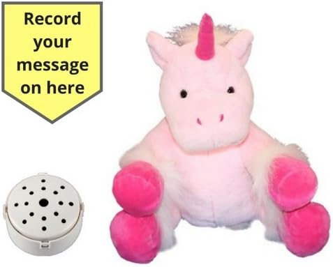 Splodge Recordable Gift Bear- 20cm Pink Fluffy Unicorn - Record a 20 second personal message and send in a bear