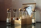 McClub Message Glass Bottle with Beautiful Wooden Box (Transparent) -Set of 5 Piece