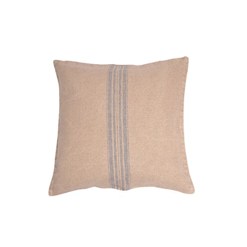 Vaitkute 115013 2-er Pack Kissenhüllen "Jara" 40 x 40 cm, 100% Leinen, mit Reißverschluss, 60 Celsius waschbar, 350 g/m2, natur / Streifen blau, gewaschen