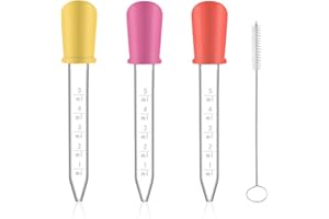 ZELHYEUU 3 Pcs Pipetta Contagocce, Pipette Contagocce Plastica, 5 ml Pipetta Dropper in Silicone, con Punta Della Lampadina Pipette Graduate, con 1 Spazzola per la Pulizia