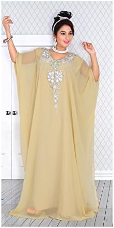 OKS Women's Kaftan Farasha Maxi Dress N8- Beige