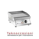 Glatte Platte Fry Top Glätteisen - Profi-Ausrüstung für Restaurants - Edelstahlgestell - Arbeitsthermostat 0-300 ° - Vorne Restauffangschublade