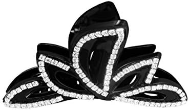 OMYGOD Large black hair claw clamp clip with crystals - 9cm x 5cm x 4.3cm