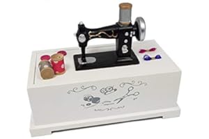 SPETEBO Boîte à couture en bois blanc - Boîte à couture décorative pour machine à coudre