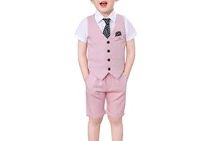YOUCAI 4 Piezas Conjunto Chaleco de Vestir, Set de Chaleco, Camisa, Pantalones, Corbata, Niño Traje de Ceremonia Conjunto de Traje Elegante para Bautizo Comunión Traje de Esmoquin