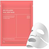 Organic Collagen Mask, 5 Pieces Korean Organic Collagen Masks, Moisturizing Night Facial Mask, Brightens Skin Tone, Reduces F