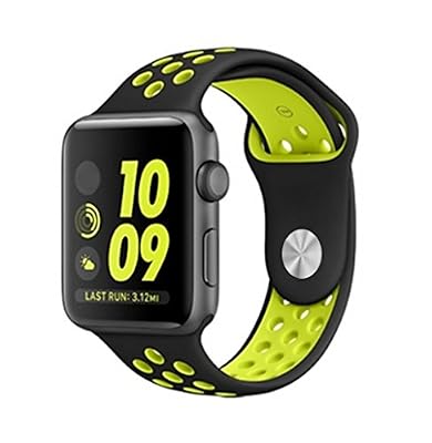Ucirclo Apple Watch Bracelet avec du silicone deux couleurs, Ceintures de Montre, Bracelet de Rechange, Fitness de Montre de Bande, pour Apple Watch Series 1/2, 42mm (noir-Jaune)