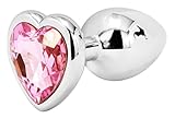 Handsome Cock Small Pink Heart Jewelled Butt Plug