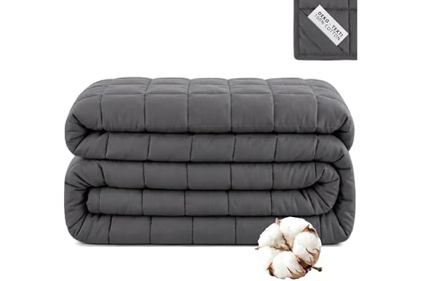 Vonia Tyngdtäcke för vuxna 7 kg med bomullsöverdrag, 150x200 cm, grå | Viktad filt och weighted blanket till säng och soffa, djupt tryck som en kram, mysig på vintern och luftig på sommaren