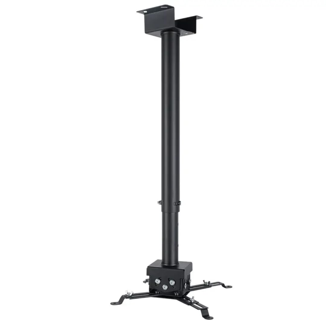 SEAVIEW Universal Round Projector Ceiling Mount, Height Adjustable up to 60 cm, Black [1+1 feet]