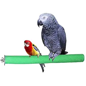 Bird Perch Rough-surfaced Nature Wood Stand Toy Branch For Parrots By Kintor Green