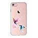 Coque iPhone 7/7 plus Coque Pacyer® Transparente Motif Premium Feuille TPU Souple Etui de Protection absorbant les chocs Ultra mince Anti-rayures (iphone 7, Papillon)