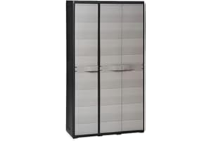 vidaXL Armoire de Rangement de Jardin avec 4 Etagères Organisation Meuble de Stockage Fournitures Ménagères Jardin Patio Extérieur Noir et Gris