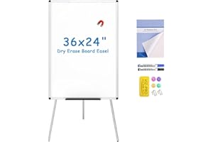 ‎VIZ-PRO VIZ-PRO Magnetic Whiteboard Easel 90 x 60 cm, Portable Dry Wipe Board, Height Adjustable for School, Office and Home