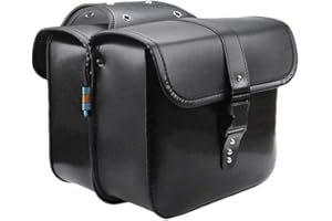 M&Catree 1 Paire Sacoche de Selle Moto Imperméable Universel Sacoche Latérale Moto Cuir PU Sacoches Cavalières - Noir