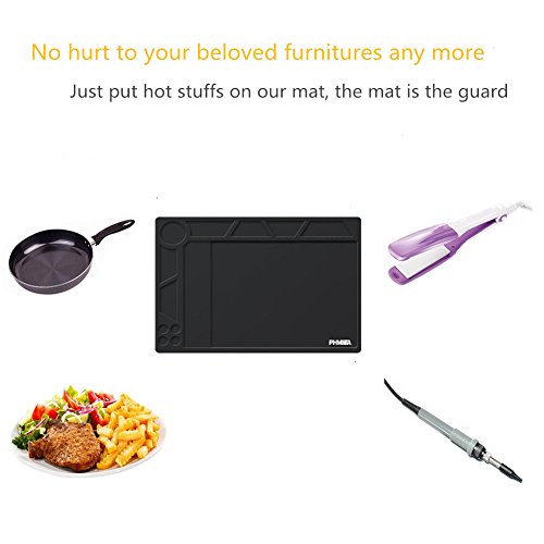 PHIMIITA Silikonmatte Lötmatte Löten Matte hitzebeständig Matte 530℃ 13.8 x 9.8 Zoll Solder Mat für Löten Lötkolben BGA Überarbeitungs-Station Elektronik Reparatur - 6