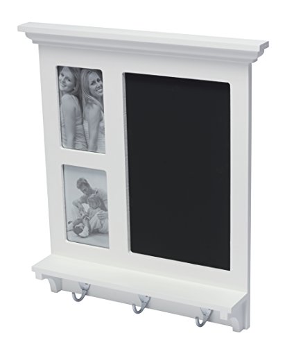 Dekorative Kreidetafel mit Haken | Schlüsselhaken | 45 x 41,5 cm | weiß - 2