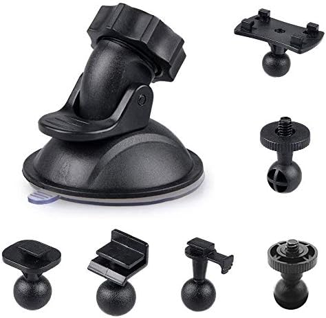 WOVELOT Car Suction Cup for Dash Cam Holder with 6 Types Adapter, 360 Degree Angle Car Mount for Driving DVR Camera Camcorder GPS Action Cameras