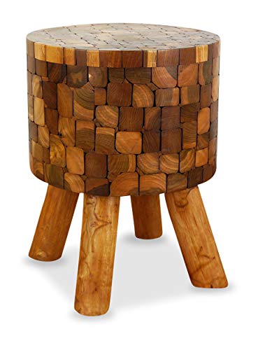 livasia Beistellhocker aus Teakholz, Sitzhocker, Balkon