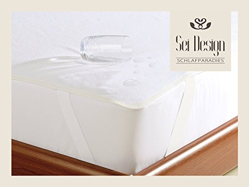 Sei Design® Qualitätsprodukt AQUA-STOP Matratzenschoner mit Frottiergewebe, Wasserundurchlässige Matratzenauflage mit einer 4- Gummibändern –Befestigung. (schneeweiß, 90×200) - 3