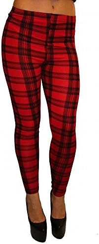 Vavoom Fashion New Women's Tartan Print Full Length Leggings Ladies Check Trouser Size 8-26