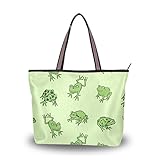 ALAZA Hombro Bolsa de Asas Divertida de la Rana Animal Bolso Grande