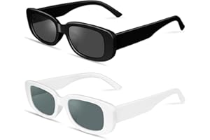 Ainiv Gafas de Sol Rectangulares, 2 Piezas Gafas Rectangulares Cuadradas Retro, Protección Uv400 Gafas de Conducción Retro, Gafas de Sol Mujer para Mujeres, Hombres, Niños, Fiestas, Sesión de Fotos