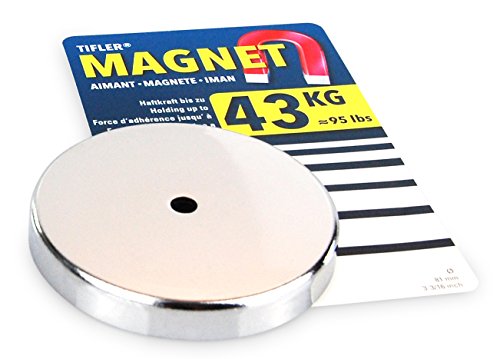 Rundmagnet 81 x 10 mm bis 43 kg, 1 Stück, Starker Magnet rund, verchromt - 4