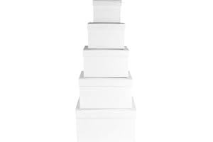 Ideen mit Herz pudełka na prezenty z pokrywką, zestaw 5 sztuk, 5 różnych rozmiarów, wkładane jeden w drugi, duże lub małe, ze stabilnego kartonu, idealne na urodziny i ślub, prostokątne, od 8 do 18 cm