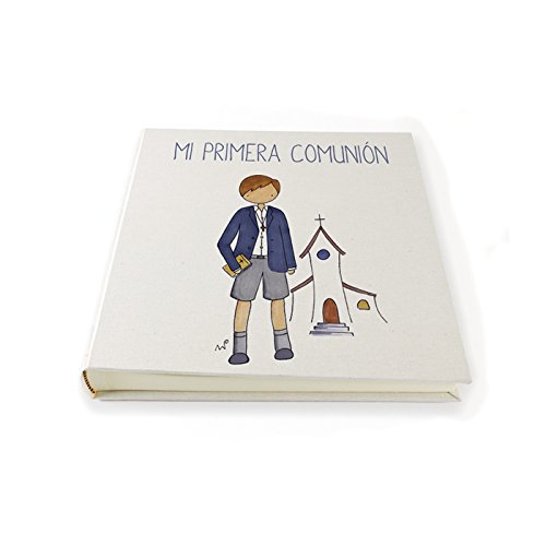 Cuadriman A1-Nno5   lbum de comuni  n Ni  o 5  Papel  Azul y Beige  30 x 30 cm