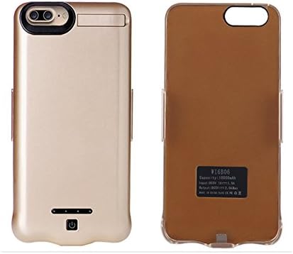 iPhone 7 Plus/iphone 6 5.5"Plus Rechargeable Battery Charger Case Tingso 10000mAh Extended Battery Backup Portable Power Bank Battery Charger Case Cover with Kickstand for Apple iPhone 7plus/6plus 5.5"(Gold)