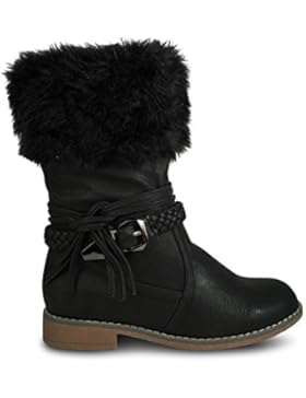 Damen Stiefel Stiefeletten gefüttert Boots Biker Schlupfstiefel ST871