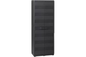 Keyur Outdoor Wardrobe, Garden Storage Cabinet Utility Cabinet Storage Box Storage Cupboard Garden Storage Cabinet with 3 Shelves Black