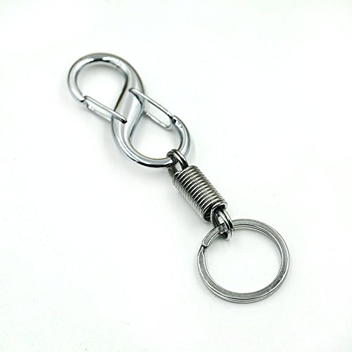 HFJ&amp;YIE&amp;H Really solid men car key chain steel spring waist hanging buckle strong key ring , 051s double buckle