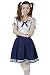 Produktbild L-email Hochwertige Trau Outfits dunkelblau sexy Schulmädchen Kostüm School Girl Schul Uniform Abbi Party Karneval (M, WSJ28 dunkelblau)