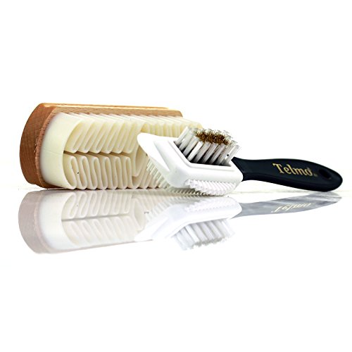 TelMo Set Wildlederbürste Raulederbürste Nubukbürste mit Kreppauflage und Messing/Nylon